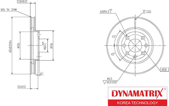 Dynamatrix DBD1131 - Гальмівний диск autocars.com.ua