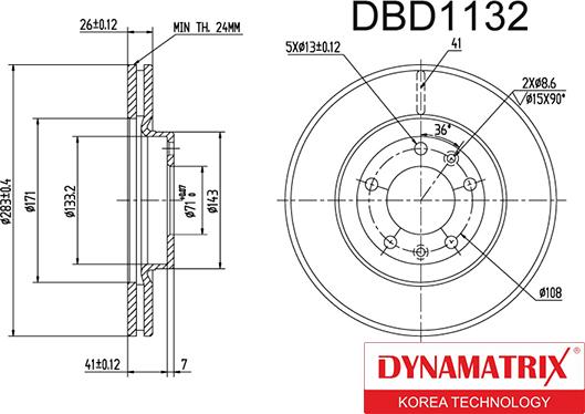 Dynamatrix DBD1132 - Гальмівний диск autocars.com.ua