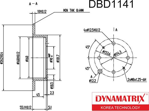 Dynamatrix DBD1141 - Гальмівний диск autocars.com.ua