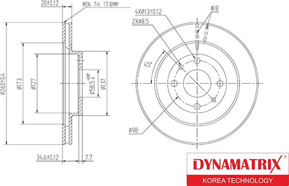 Dynamatrix DBD1147 - Тормозной диск avtokuzovplus.com.ua