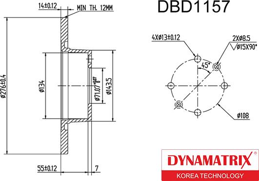 Dynamatrix DBD1157 - Гальмівний диск autocars.com.ua