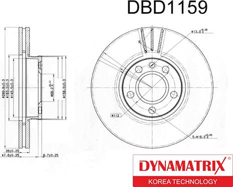 Dynamatrix DBD1159 - Тормозной диск avtokuzovplus.com.ua