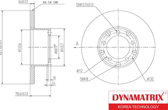 Dynamatrix DBD116A - Тормозной диск avtokuzovplus.com.ua