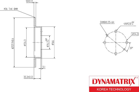 Dynamatrix DBD1176 - Тормозной диск avtokuzovplus.com.ua