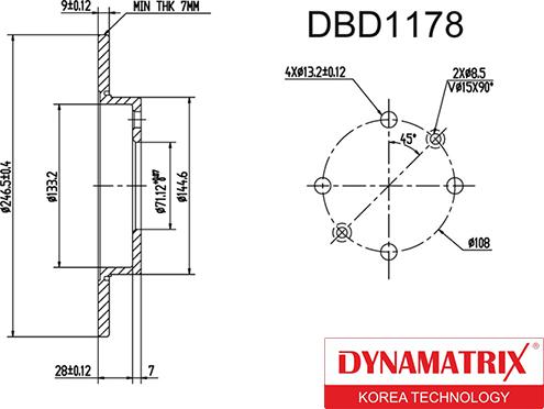 Dynamatrix DBD1178 - Гальмівний диск autocars.com.ua