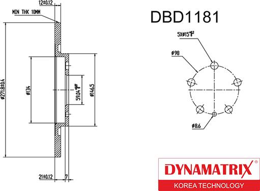 Dynamatrix DBD1181 - Тормозной диск avtokuzovplus.com.ua