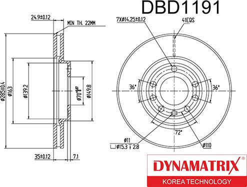 Dynamatrix DBD1191 - Гальмівний диск autocars.com.ua