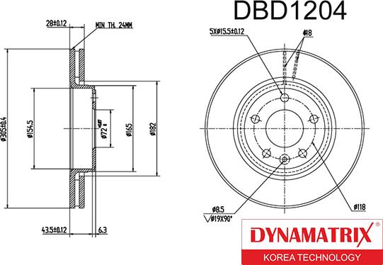 Dynamatrix DBD1204 - Гальмівний диск autocars.com.ua