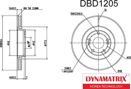 Dynamatrix DBD1205 - Гальмівний диск autocars.com.ua