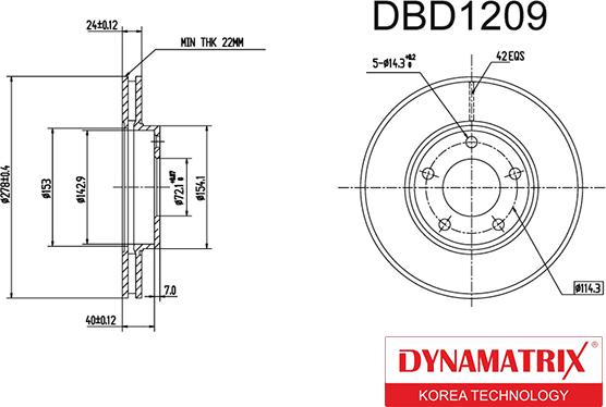 Dynamatrix DBD1209 - Гальмівний диск autocars.com.ua