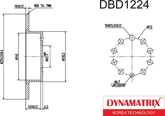 Dynamatrix DBD1224 - Тормозной диск avtokuzovplus.com.ua