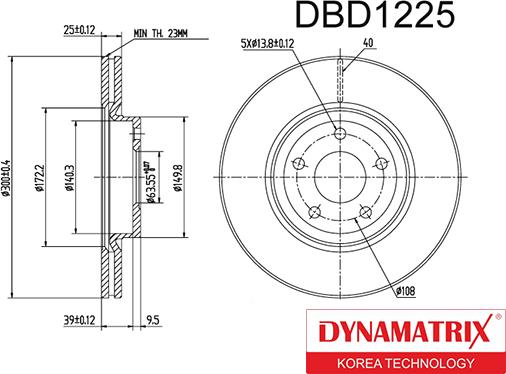 Dynamatrix DBD1225 - Тормозной диск avtokuzovplus.com.ua