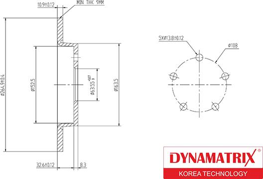 Dynamatrix DBD1226 - Тормозной диск avtokuzovplus.com.ua