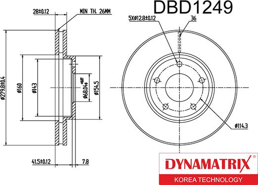 Dynamatrix DBD1249 - Гальмівний диск autocars.com.ua