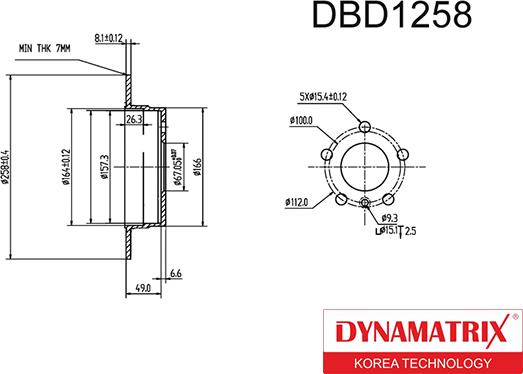 Dynamatrix DBD1258 - Гальмівний диск autocars.com.ua