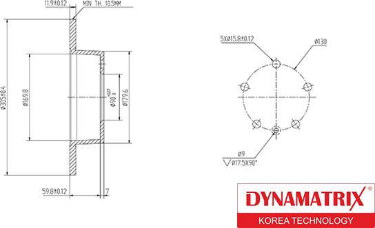 Dynamatrix DBD1272 - Гальмівний диск autocars.com.ua