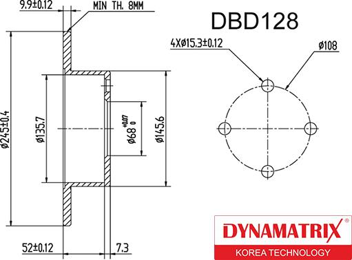 Dynamatrix DBD128 - Тормозной диск avtokuzovplus.com.ua