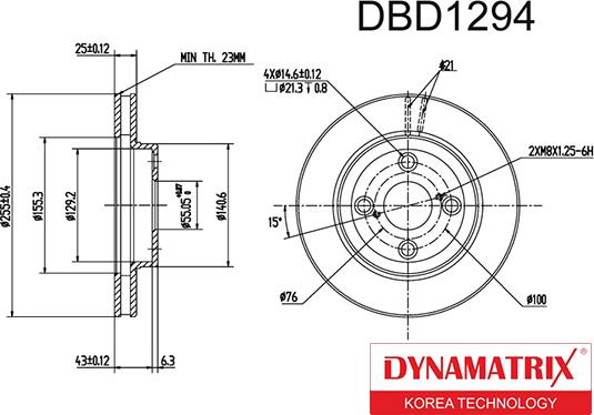 Dynamatrix DBD1294 - Гальмівний диск autocars.com.ua