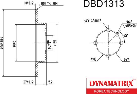 Dynamatrix DBD1313 - Гальмівний диск autocars.com.ua