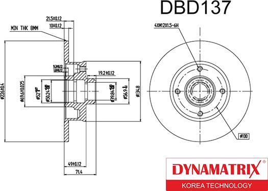 Dynamatrix DBD137 - Тормозной диск avtokuzovplus.com.ua