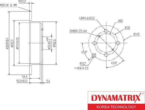 Dynamatrix DBD1417 - Тормозной диск avtokuzovplus.com.ua