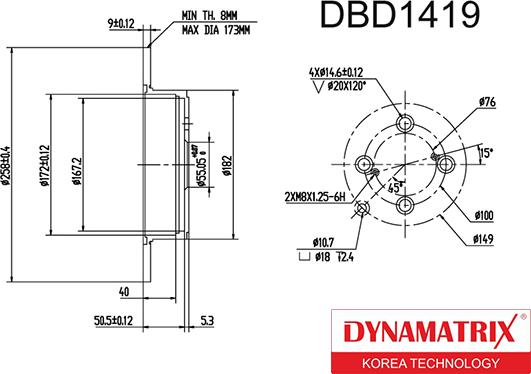 Dynamatrix DBD1419 - Гальмівний диск autocars.com.ua