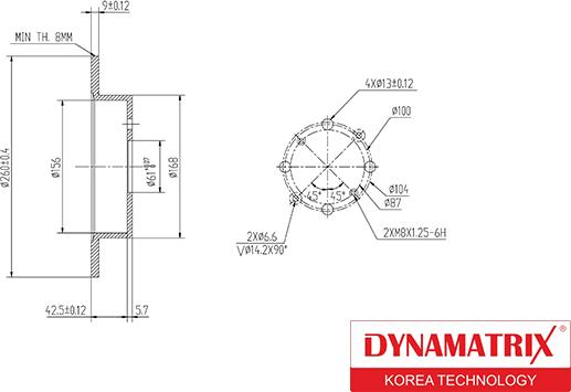 Dynamatrix DBD1466 - Гальмівний диск autocars.com.ua