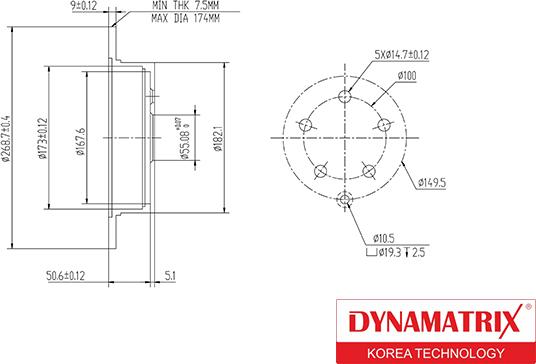 Dynamatrix DBD1485 - Тормозной диск avtokuzovplus.com.ua