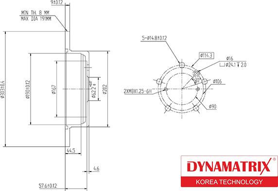 Dynamatrix DBD1486 - Тормозной диск avtokuzovplus.com.ua