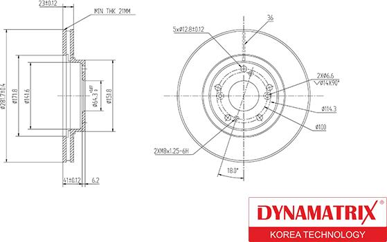 Dynamatrix DBD1496 - Тормозной диск avtokuzovplus.com.ua