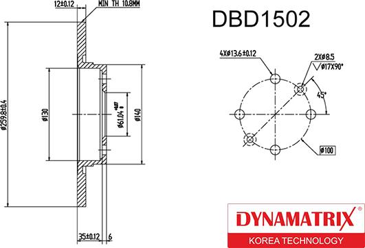 Dynamatrix DBD1502 - Гальмівний диск autocars.com.ua