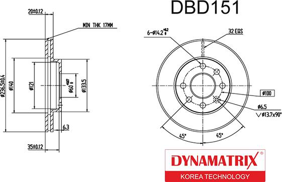 Dynamatrix DBD151 - Гальмівний диск autocars.com.ua