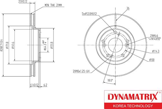 Dynamatrix DBD1539 - Тормозной диск avtokuzovplus.com.ua