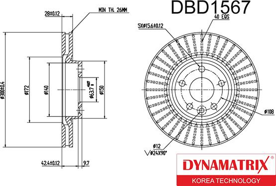 Dynamatrix DBD1567 - Гальмівний диск autocars.com.ua