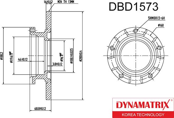 Dynamatrix DBD1573 - Тормозной диск avtokuzovplus.com.ua