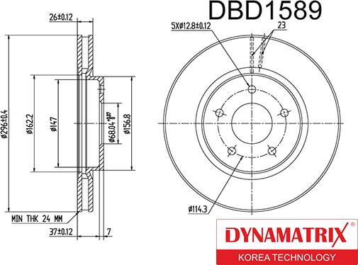 Dynamatrix DBD1589 - Гальмівний диск autocars.com.ua