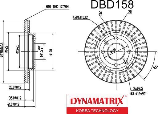 Dynamatrix DBD158 - Гальмівний диск autocars.com.ua