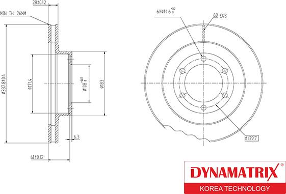 Dynamatrix DBD1594 - Тормозной диск avtokuzovplus.com.ua