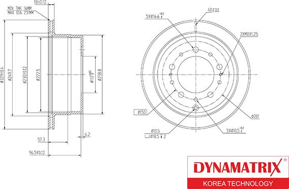 Dynamatrix DBD1597 - Тормозной диск avtokuzovplus.com.ua