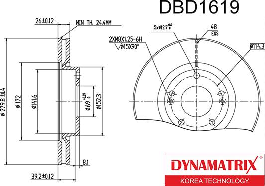Dynamatrix DBD1619 - Тормозной диск avtokuzovplus.com.ua