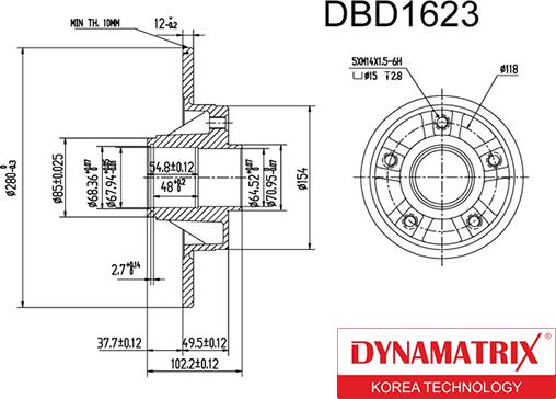 Dynamatrix DBD1623 - Гальмівний диск autocars.com.ua