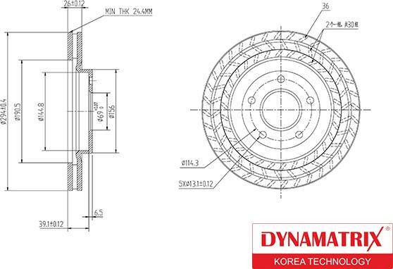 Dynamatrix DBD1624 - Гальмівний диск autocars.com.ua