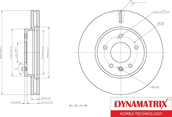 Dynamatrix DBD1625 - Гальмівний диск autocars.com.ua