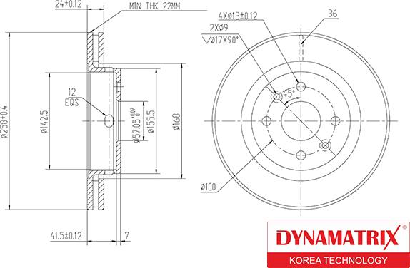 Dynamatrix DBD1628 - Гальмівний диск autocars.com.ua
