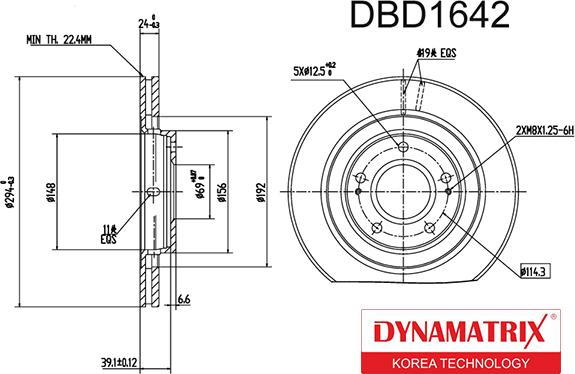 Dynamatrix DBD1642 - Гальмівний диск autocars.com.ua
