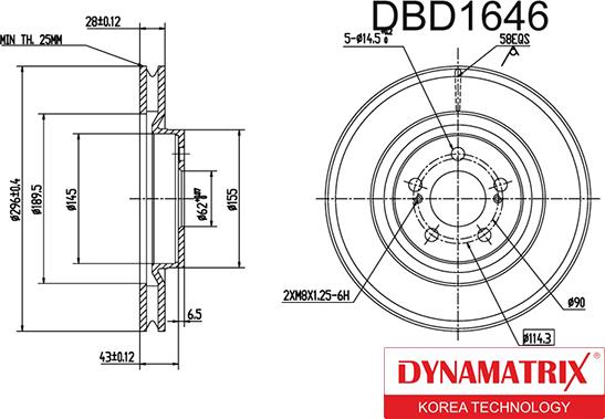 Dynamatrix DBD1646 - Гальмівний диск autocars.com.ua