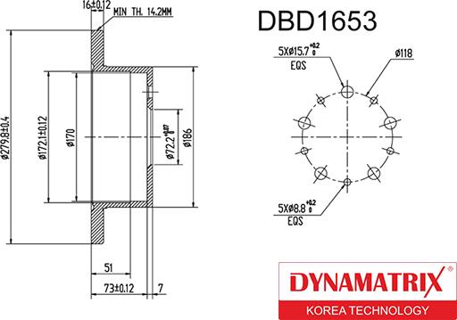 Dynamatrix DBD1653 - Гальмівний диск autocars.com.ua