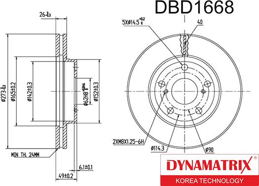 Dynamatrix DBD1668 - Гальмівний диск autocars.com.ua