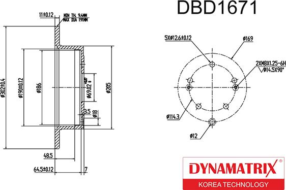 Dynamatrix DBD1671 - Гальмівний диск autocars.com.ua