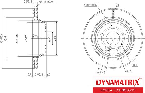 Dynamatrix DBD1672 - Тормозной диск avtokuzovplus.com.ua